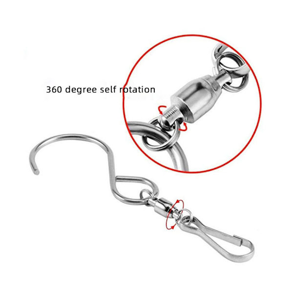 360 graders roterande vindspelskrok Rostfri Dteel Dubbla vindspinnare Krok Friroterande lager liten krok Small Hook