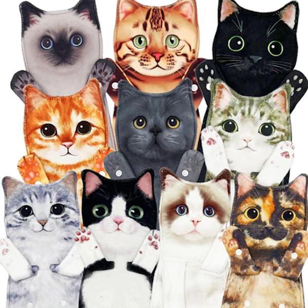Söt Katt Handduk Mikrofiber Absorberande Handduk