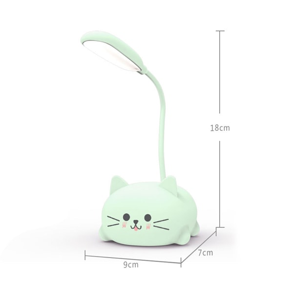 Cartoon Cat LED-skrivbordslampa, personlig sängbordslampa, dekorativ lampa för barn Blue