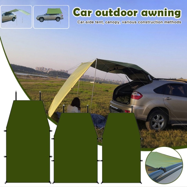 Bil Sida Markis Skärm Vägg Solskydd Skärm Kompletta Kit Camping Trailer Canopy För SUV Strand Utomhus Army Green 300*150CM