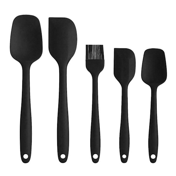 Silikonspatel 5-delat set Slitstark stor salladsblandningsskrapa Köksmaterial Black