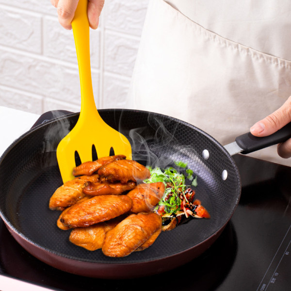 1/5-pack Silikon Köksredskap Set För Matlagning Bakning Gul Non Stick Spatel Set Värmebeständig Köksprylar Slotted Spatula X1