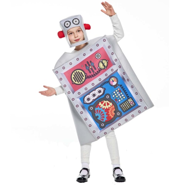 Robot Cosplay Kostym Set för Barn Festival Tema Fest Kläder Halloween Scenföreställning Kläder One size fits all