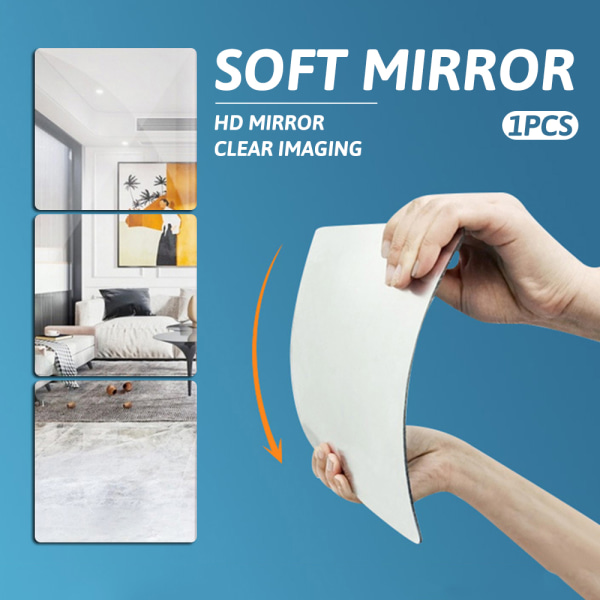 Spegelark Självhäftande Utan Glas Spegel Väggdekal För Hemmabadrum 30*30cm SquareRoundedCorner