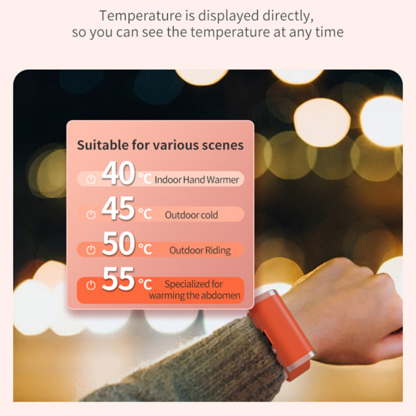 Bärbara elektriska handvärmare armband Snabbuppvärmning Handhåller varm enhet för utomhussporter Black
