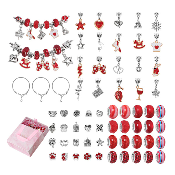 63st Berlock Armband Making Kit Mode Armband Att göra Tillbehör Present till döttrar födelsedag Red
