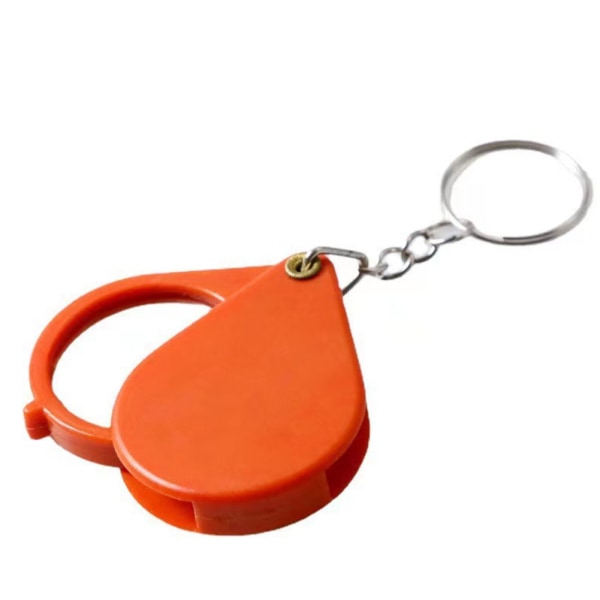 Vikbart förstoringsglas Nycklar Kedja Multifunktionell nyckelring hänge för ryggsäcksplånbok Orange