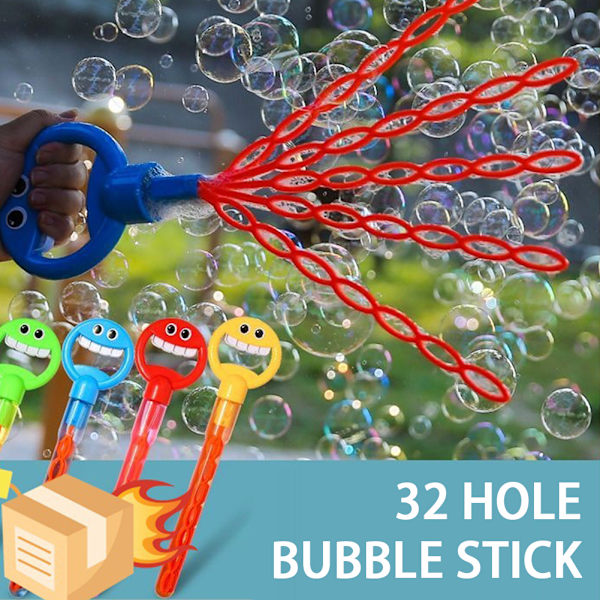 32 Hål Smilings Face Bubble Stick med påfyllningar Lätt att använda Bubble Machine för festfavorit Red