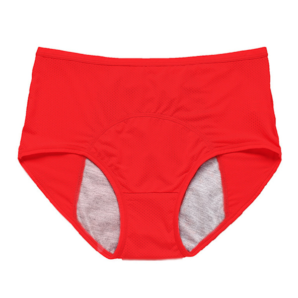 Läcktäta trosor för menstruation Bekväma ventilerande trosor för kvinnor Dagligt slitage Red 4XL