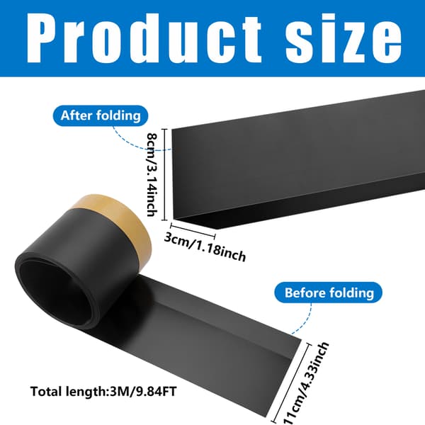 PVC under soffblockerare Klippbar soffbaffel Undvik att leksaker glider under möbler Black