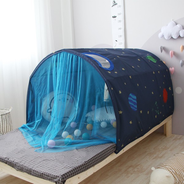 Barn lektält med myggnät hopfällbart spelhus inomhus Bärbar baldakin Säng Pink