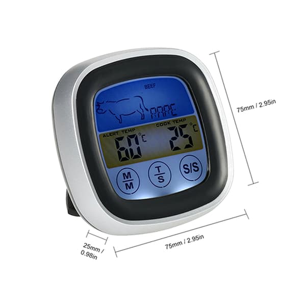 Digital Grill Grill Termometer Pekskärm LED Display Multifunktionell timer för kök