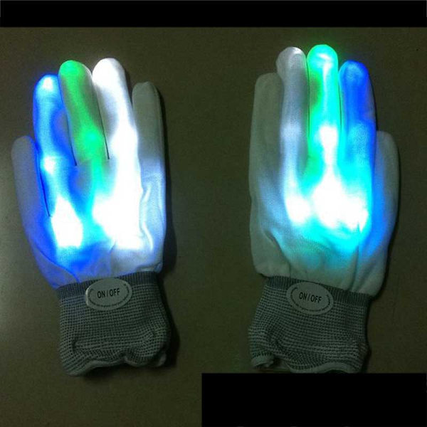 1 STK Kreativ personlighet LED-belysningshandskar Färgglada lysande Halloween julfest Cosplay Present Blinkande handske Colorful