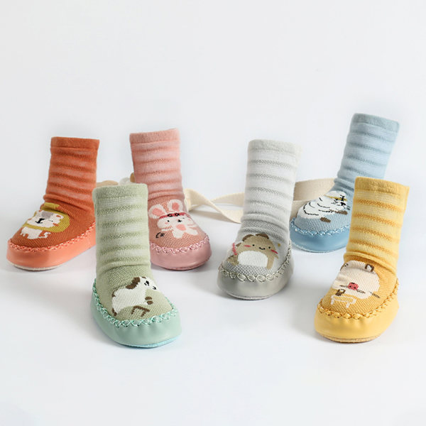 Djur för barns golvstrumpor för sommaren Halkfri prickig gummi Casual för pojkar Flickor Baby Yellow Sheep 13cm