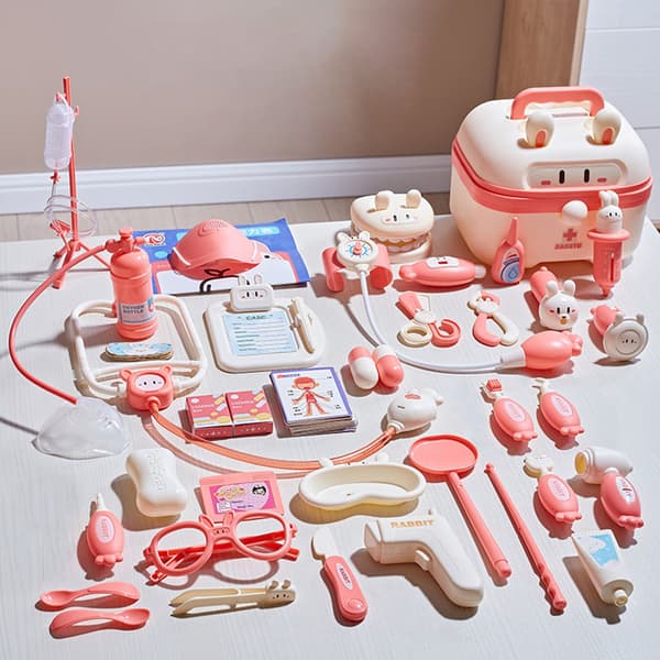 Läkarverktyg för barn Set Bärbar rollspelsleksak för barn Barn Pojkar Flickor Pink Basic Model