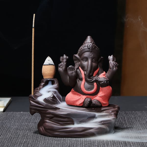 Creative Ganesha Rökelse Vattenfall Rökelse Hållare Desktop Ornament Backflow Vattenfall Dekor Aromaterapi Prydnadspresent Green
