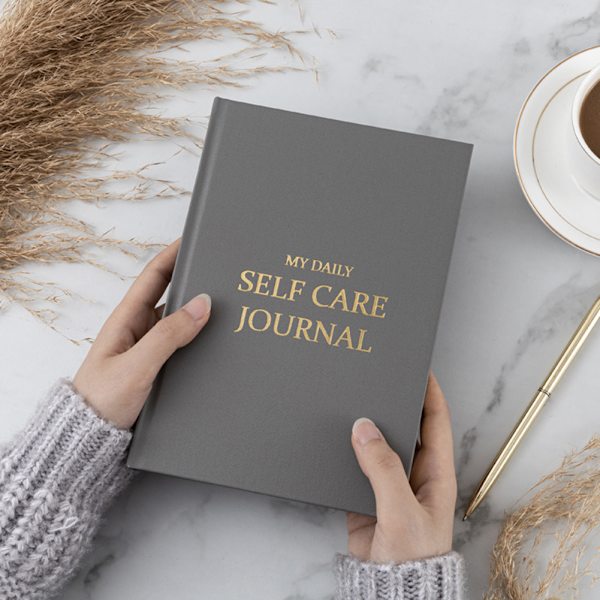 A5 Daily Self Care Journal med guldfolie Enkel stil kakel anteckningsbok present till vänner familj Green