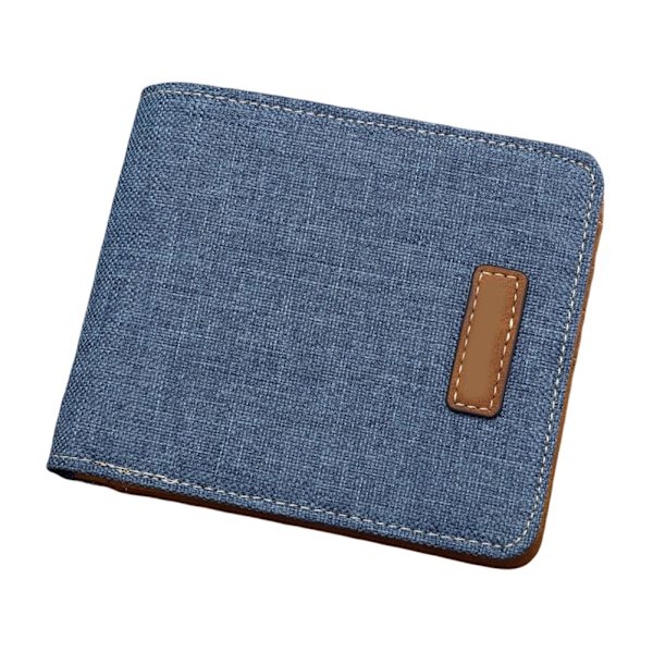 Kort canvas plånbok herr Japansk koreansk version Casual Retro Pengar Klämma Horisontell Slim Card Horder Blue Horizontal