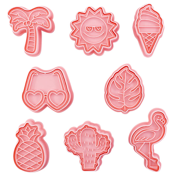 Enx Hawaiian form Kaktusblad Flamingo Kokosträd Sommarstrand Tropisk Fondant Bakning Styckning