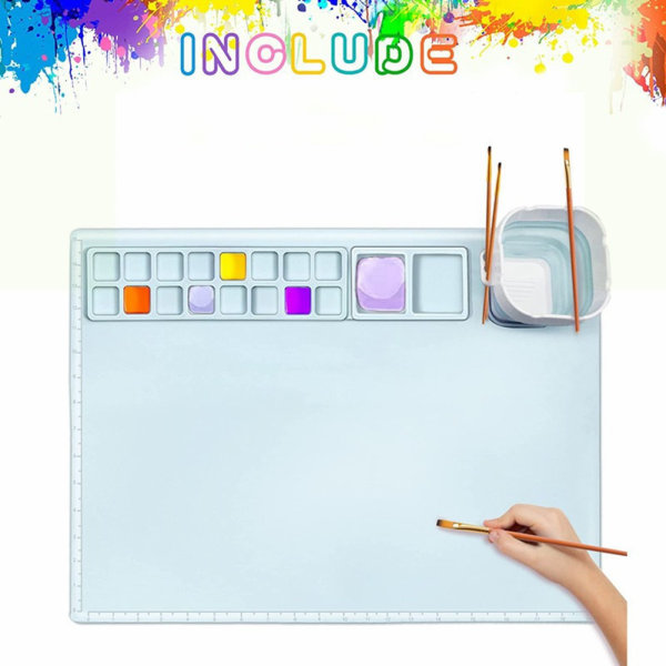 Silikon Målningsmatta Ritmatta Återanvändbar Målning Ark Teckningsmatta för Barn Målning, Konst, Lera, Play-Doh & Hartsgjutning blå