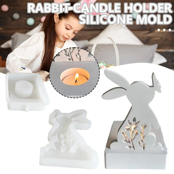 Kaniner Ljusstake Mould Handgjord Ljusstake Gör Mall för Heminredning Rabbit