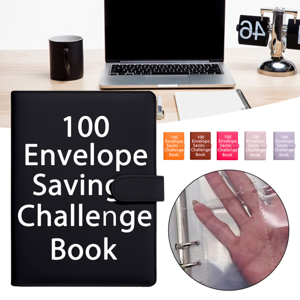Meningsfulla utmaningar för att spara 100 kuvert Notebook Anti-slitage Hållbar anteckningsbok för pengahantering för dagligt bruk Red