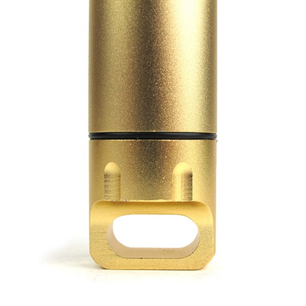 Bärbar vattentät kapsel tätningsflaska aluminiumlegering utomhus överlevnad pillerlåda multifunktionell behållare Gold