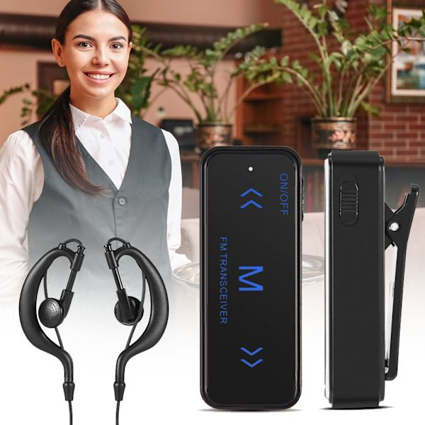 Ultra-Mini Walkie Talkies med klämma Kort räckvidd Kommunikation Intercom-enhet för skola Arbete Restaurang 1 Pair