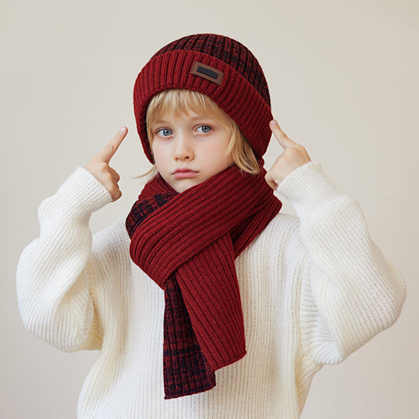Barnmössor Scarf Set Vindtät Värmande Barnmössa för utomhusbruk Pink