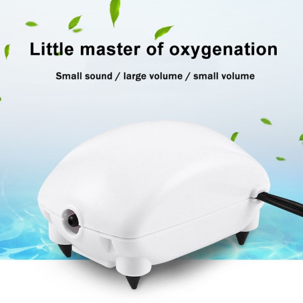 Akvariumluftpump med tillbehör Enkelt/dubbelt uttag Mute Fish Tank Oxygen Aerator Kraftfull kompressor för hemmet Double Hole EU Plug