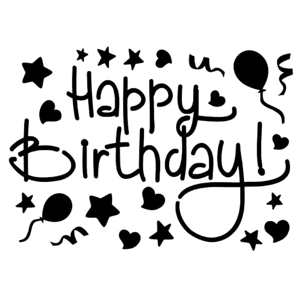 Grattis på födelsedagen Ballongdekal Aluminiumfolieballong Födelsedagsdekorationsdekaler Scrapbooking Hantverk Festtillbehör Happy Black Birthday W-05