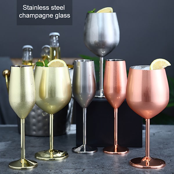 Rostfritt stål Champagnekopp Vinglas Cocktailglas Metall Vinglas Bar Restaurang Goblet Golden 200ml