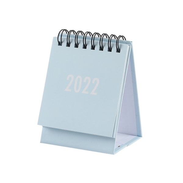 2022 Mini Coil Skrivbordskalender Bärbar Schema Enkel skrivbordsprydnad För Hem Vardagsrum Kontor Light Blue