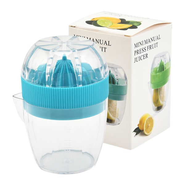 PP Plast Apelsin Juicer Citronpress Pressfrukt Juicing Cup Mini Manuell Juicer Blue Color Box
