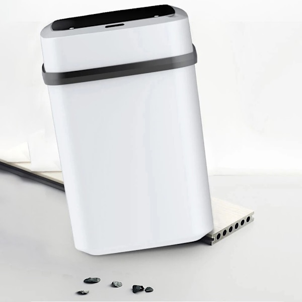 Smarts Sensor papperskorg med lock Stor kapacitet Slitstark papperskorg för badrum Toalett White