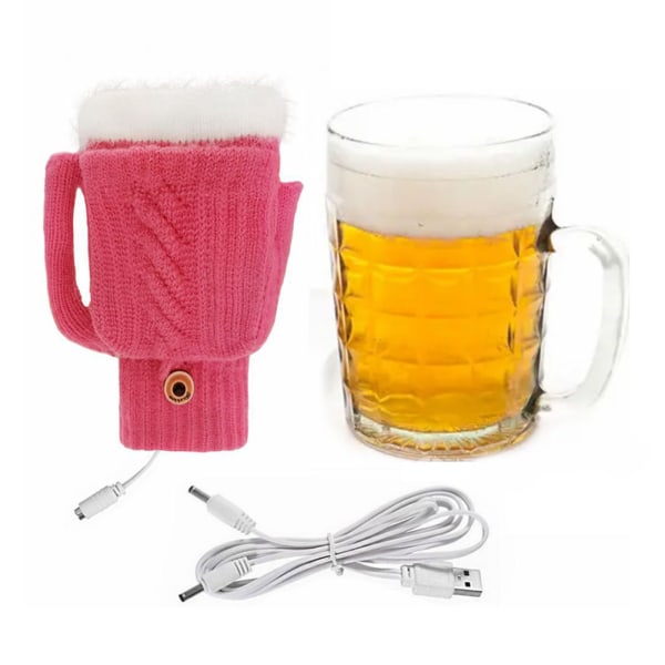 USB uppvärmda handskar för kallt väder Hög elastisk mjuk thermal för kvinnor män Pink