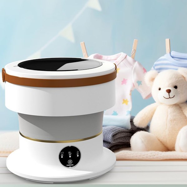 8L hopfällbar mini-portabel tvättmaskin med stor kapacitet att tvätta kläder för husbilsresor och camping Grey