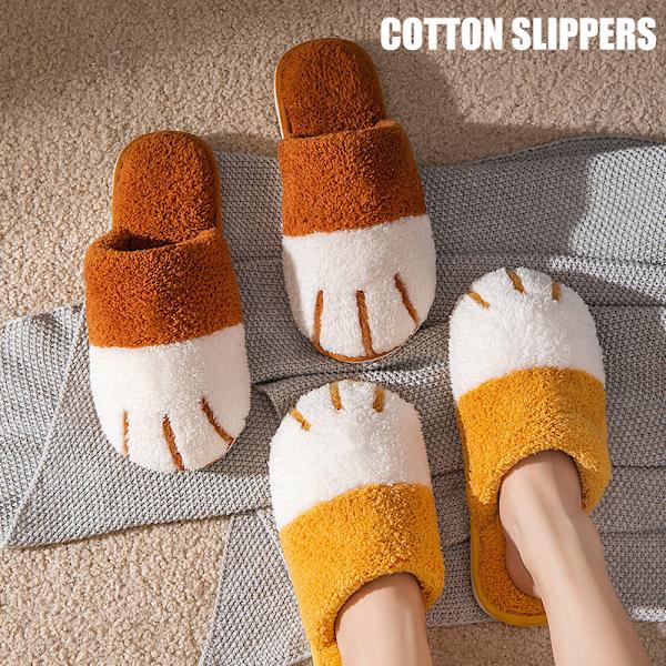 Katt Tass Tofflor Plysch Innetofflor Dam Herr Foppatofflor Mjuka Värmetofflor brun 26cm (40-41)