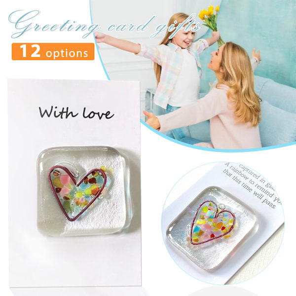 En liten fickhjärtakram Minnesaksprydnad 3D Crystal Heart Dekor Söt present Multicolour Happy Birthday