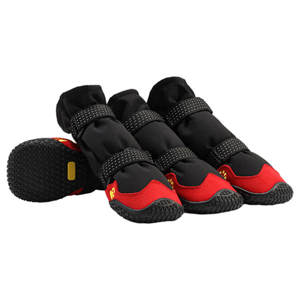 Vattentäta hundskor med reflekterande remsor Varma vindtäta anti-knäppa husdjursskor för liten medelstor hund Black and Red 6.5cm