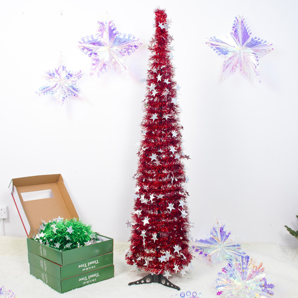 Konstgjord julgran Tinsel Pull Up Tree Ornament DIY Xmas Party Dekoration För Hem Vardagsrum Bar Green