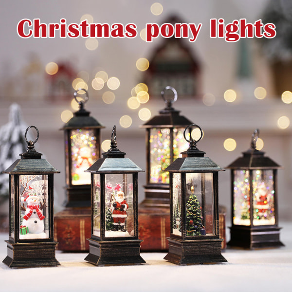 Den bästa presenten LED Christmas Crystal Lights Rotate Glitter Xmas Small Lantern Batteridriven lampa Santa Claus