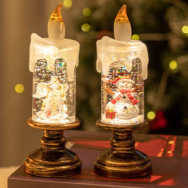 LED-lysestaker med batteri, snøkuler, lys for juledekorasjon Christmas Tree