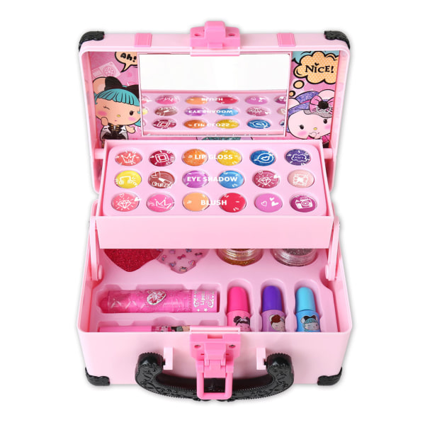 Barn tvättbar makeup skönhet kit Intressant tidig pedagogisk leksak nyhet nyårspresent Pink Black