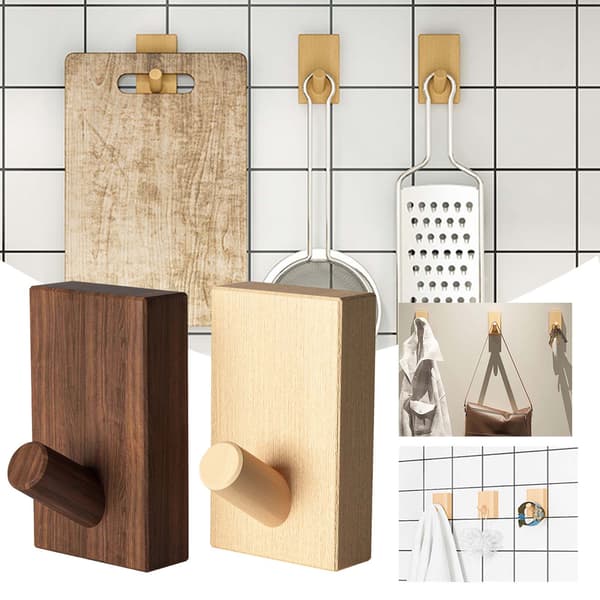 Trä Väggkrok Heavy Duty Dörr Klädkrok Multifunktionell hatthängare för hemmet Black Walnut 1pc
