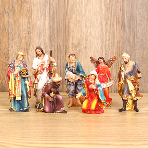 Julkrubba figurer Målade hartshantverk Kreativt julbordsprydnad för hem Vardagsrum Sovrum 11 Piece Set