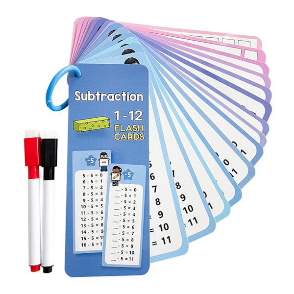 Matte-flashkort för barn 1-12 Addition/Subtraktion/Multiplikation/Division Tabellkort Barnets matematiska färdighetsutvecklingsmaterial D