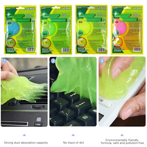 Tangentbord Dammsmutsrengöringsgel för PC Mobila bärbara datorer Bilventilkalkylator Green 1PC