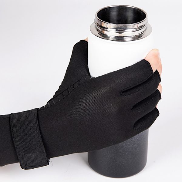 Kompressionshandskar för sportåterhämtning Unisex halkfria halvfingerhandskar Black Two Fingers M