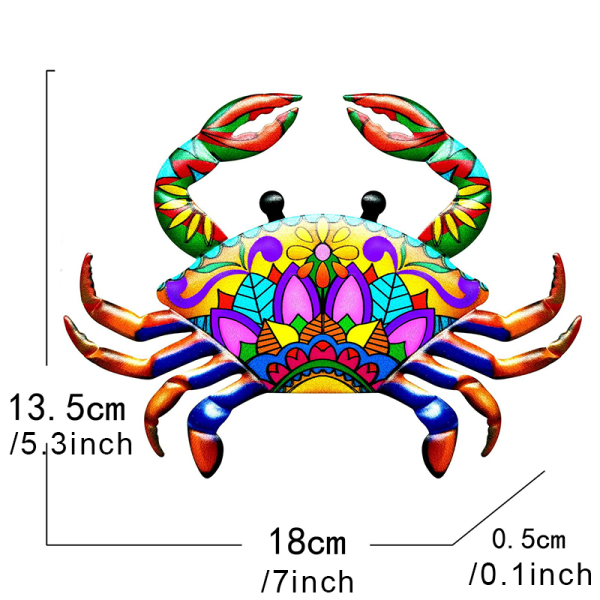 Metallväggkonstdekoration Färgglad krabbastaty Kreativa vägghängande prydnadsföremål för hem vardagsrum trädgård Red
